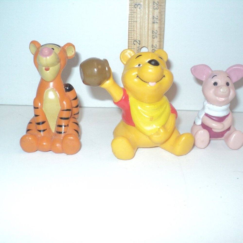 Disney Winnie the Pooh, Piglet and Tigger Figurines Vintage Hard Plastic 1980's